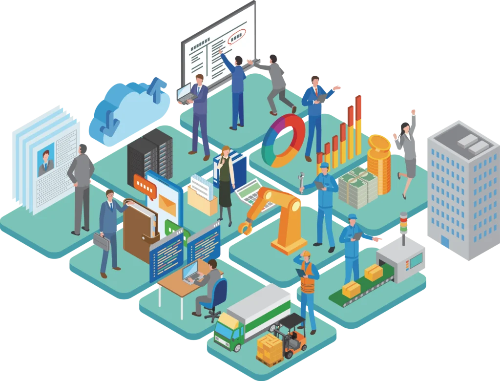 企業内各部署のイメージイラスト